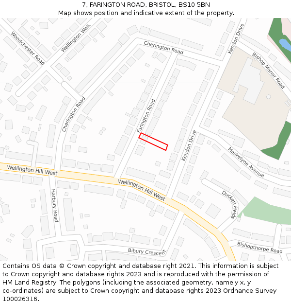 7, FARINGTON ROAD, BRISTOL, BS10 5BN: Location map and indicative extent of plot