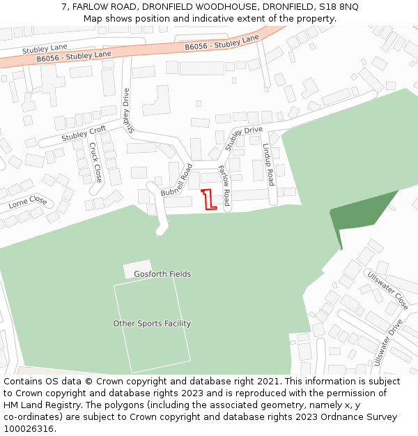 7, FARLOW ROAD, DRONFIELD WOODHOUSE, DRONFIELD, S18 8NQ: Location map and indicative extent of plot