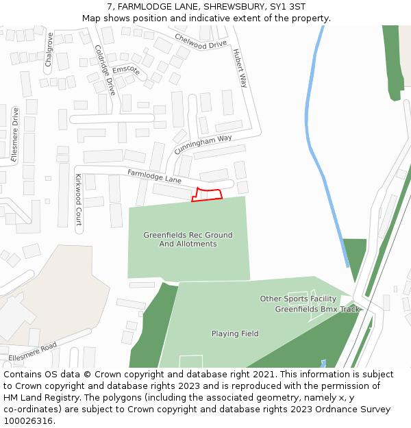7, FARMLODGE LANE, SHREWSBURY, SY1 3ST: Location map and indicative extent of plot