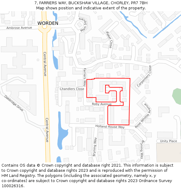 7, FARRIERS WAY, BUCKSHAW VILLAGE, CHORLEY, PR7 7BH: Location map and indicative extent of plot