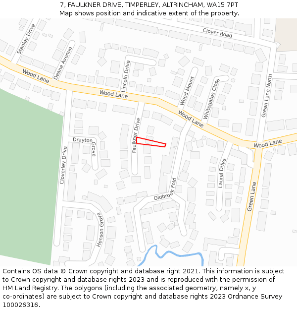 7, FAULKNER DRIVE, TIMPERLEY, ALTRINCHAM, WA15 7PT: Location map and indicative extent of plot