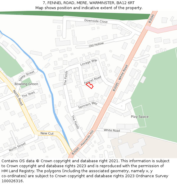 7, FENNEL ROAD, MERE, WARMINSTER, BA12 6RT: Location map and indicative extent of plot