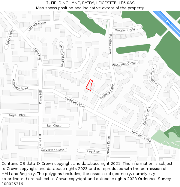 7, FIELDING LANE, RATBY, LEICESTER, LE6 0AS: Location map and indicative extent of plot