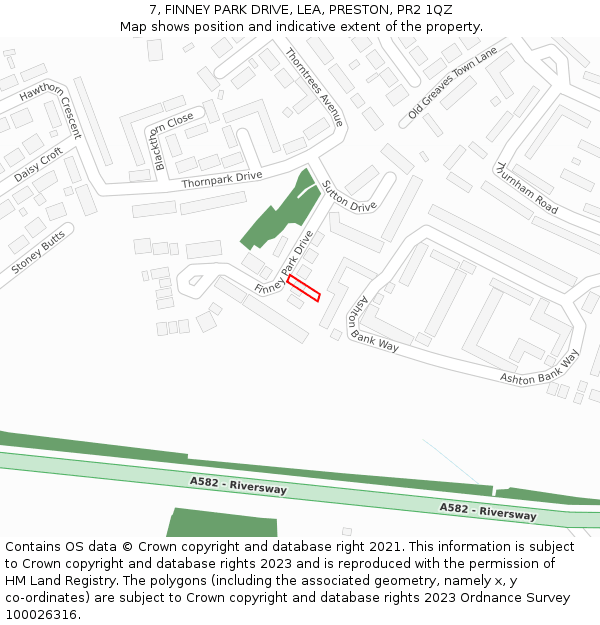 7, FINNEY PARK DRIVE, LEA, PRESTON, PR2 1QZ: Location map and indicative extent of plot