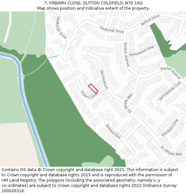 7, FIRBARN CLOSE, SUTTON COLDFIELD, B76 1AG: Location map and indicative extent of plot