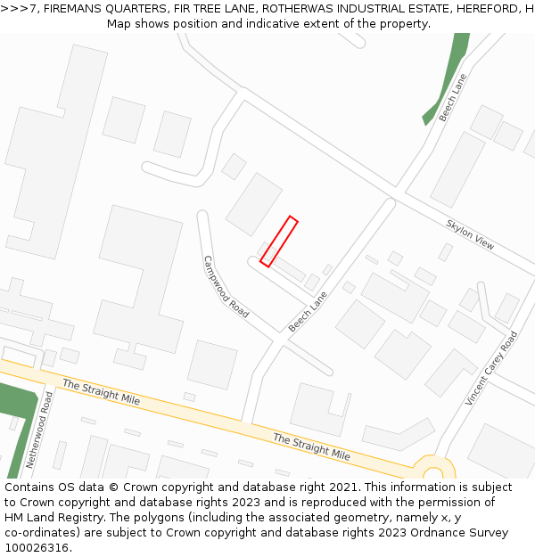7, FIREMANS QUARTERS, FIR TREE LANE, ROTHERWAS INDUSTRIAL ESTATE, HEREFORD, HR2 6LA: Location map and indicative extent of plot