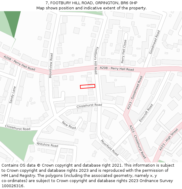 7, FOOTBURY HILL ROAD, ORPINGTON, BR6 0HP: Location map and indicative extent of plot