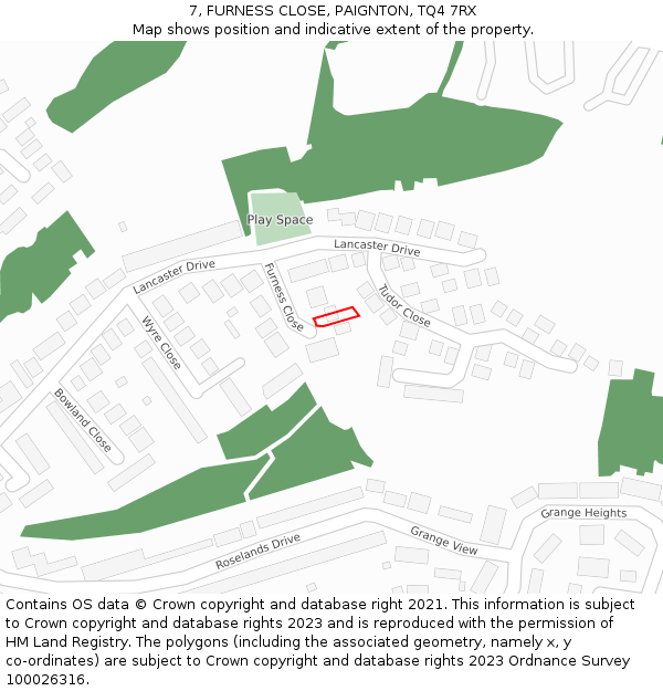 7, FURNESS CLOSE, PAIGNTON, TQ4 7RX: Location map and indicative extent of plot