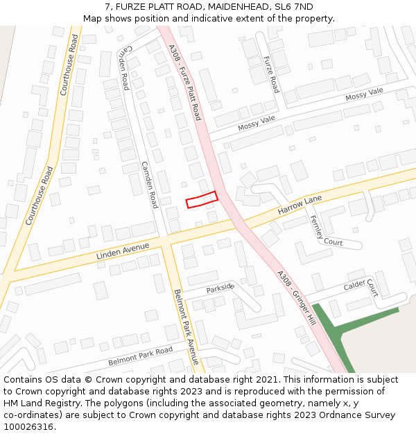 7, FURZE PLATT ROAD, MAIDENHEAD, SL6 7ND: Location map and indicative extent of plot