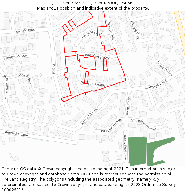 7, GLENAPP AVENUE, BLACKPOOL, FY4 5NG: Location map and indicative extent of plot