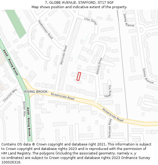 7, GLOBE AVENUE, STAFFORD, ST17 9GF: Location map and indicative extent of plot