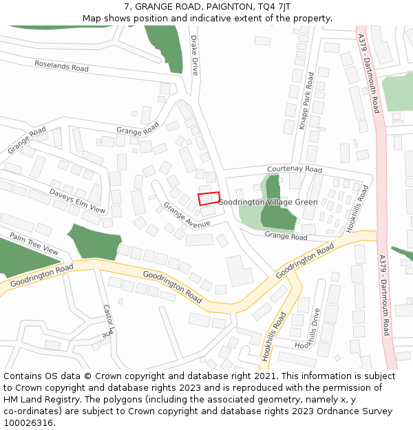 7, GRANGE ROAD, PAIGNTON, TQ4 7JT: Location map and indicative extent of plot