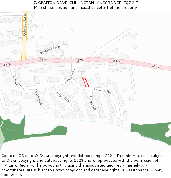 7, GRATTON DRIVE, CHILLINGTON, KINGSBRIDGE, TQ7 2LT: Location map and indicative extent of plot