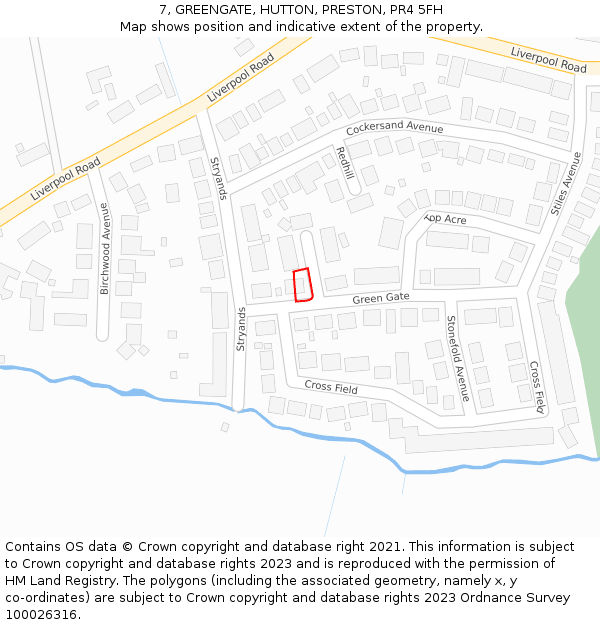 7, GREENGATE, HUTTON, PRESTON, PR4 5FH: Location map and indicative extent of plot