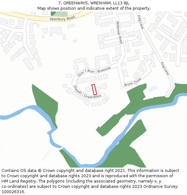7, GREENWAYS, WREXHAM, LL13 8JL: Location map and indicative extent of plot
