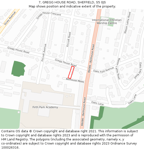 7, GREGG HOUSE ROAD, SHEFFIELD, S5 0JS: Location map and indicative extent of plot