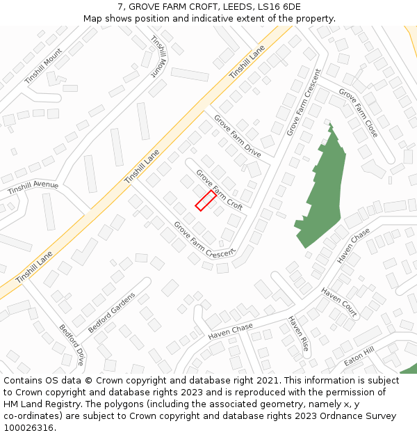 7, GROVE FARM CROFT, LEEDS, LS16 6DE: Location map and indicative extent of plot