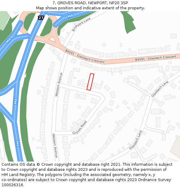 7, GROVES ROAD, NEWPORT, NP20 3SP: Location map and indicative extent of plot