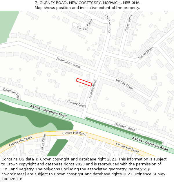 7, GURNEY ROAD, NEW COSTESSEY, NORWICH, NR5 0HA: Location map and indicative extent of plot