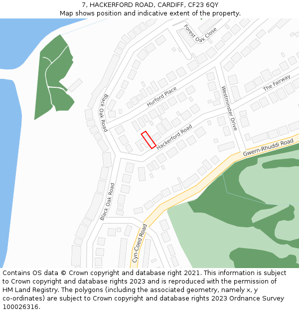 7, HACKERFORD ROAD, CARDIFF, CF23 6QY: Location map and indicative extent of plot