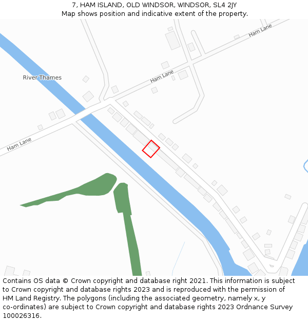 7, HAM ISLAND, OLD WINDSOR, WINDSOR, SL4 2JY: Location map and indicative extent of plot