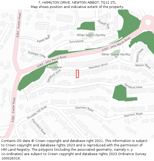 7, HAMILTON DRIVE, NEWTON ABBOT, TQ12 2TL: Location map and indicative extent of plot