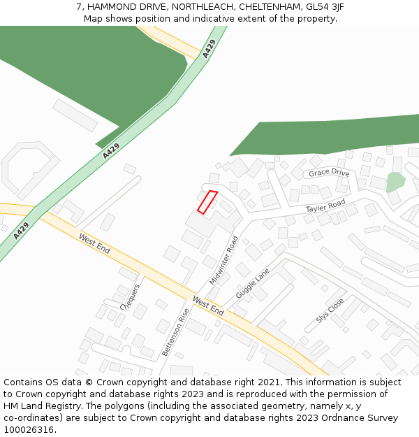 7, HAMMOND DRIVE, NORTHLEACH, CHELTENHAM, GL54 3JF: Location map and indicative extent of plot