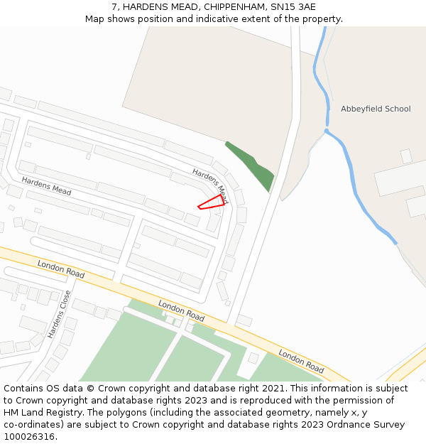 7, HARDENS MEAD, CHIPPENHAM, SN15 3AE: Location map and indicative extent of plot