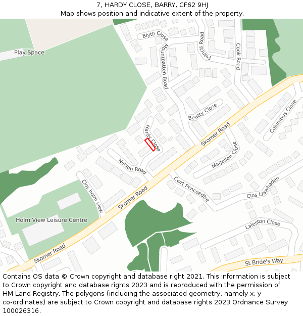 7, HARDY CLOSE, BARRY, CF62 9HJ: Location map and indicative extent of plot