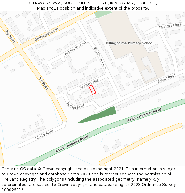 7, HAWKINS WAY, SOUTH KILLINGHOLME, IMMINGHAM, DN40 3HQ: Location map and indicative extent of plot