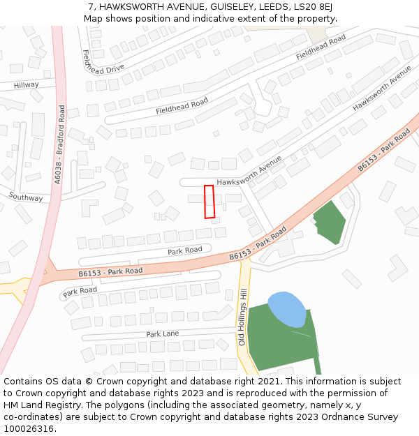 7, HAWKSWORTH AVENUE, GUISELEY, LEEDS, LS20 8EJ: Location map and indicative extent of plot