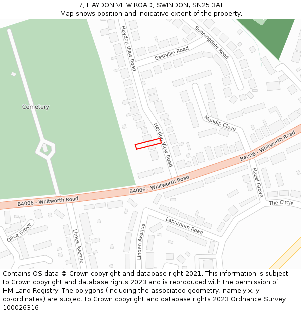 7, HAYDON VIEW ROAD, SWINDON, SN25 3AT: Location map and indicative extent of plot