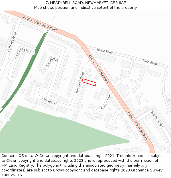 7, HEATHBELL ROAD, NEWMARKET, CB8 8AE: Location map and indicative extent of plot