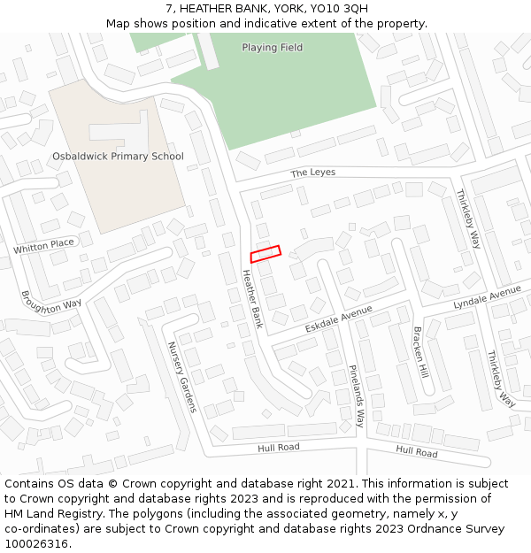 7, HEATHER BANK, YORK, YO10 3QH: Location map and indicative extent of plot