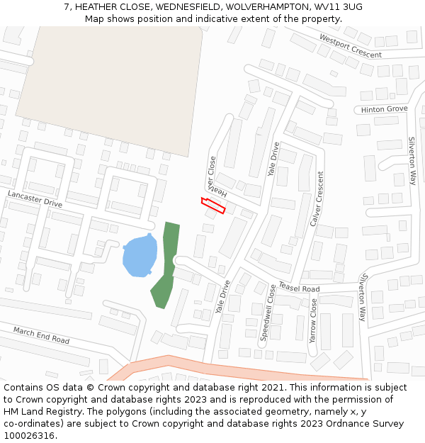 7, HEATHER CLOSE, WEDNESFIELD, WOLVERHAMPTON, WV11 3UG: Location map and indicative extent of plot