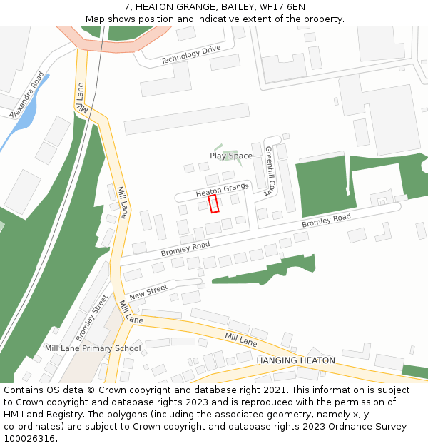 7, HEATON GRANGE, BATLEY, WF17 6EN: Location map and indicative extent of plot