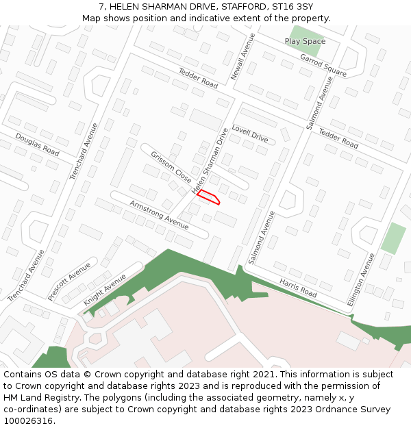 7, HELEN SHARMAN DRIVE, STAFFORD, ST16 3SY: Location map and indicative extent of plot