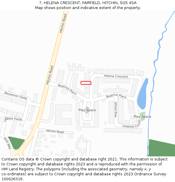 7, HELENA CRESCENT, FAIRFIELD, HITCHIN, SG5 4SA: Location map and indicative extent of plot