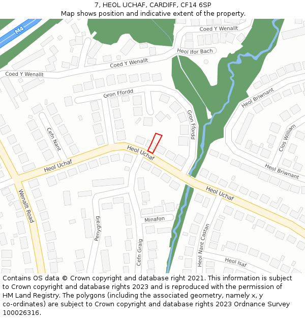 7, HEOL UCHAF, CARDIFF, CF14 6SP: Location map and indicative extent of plot