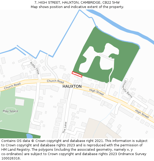 7, HIGH STREET, HAUXTON, CAMBRIDGE, CB22 5HW: Location map and indicative extent of plot