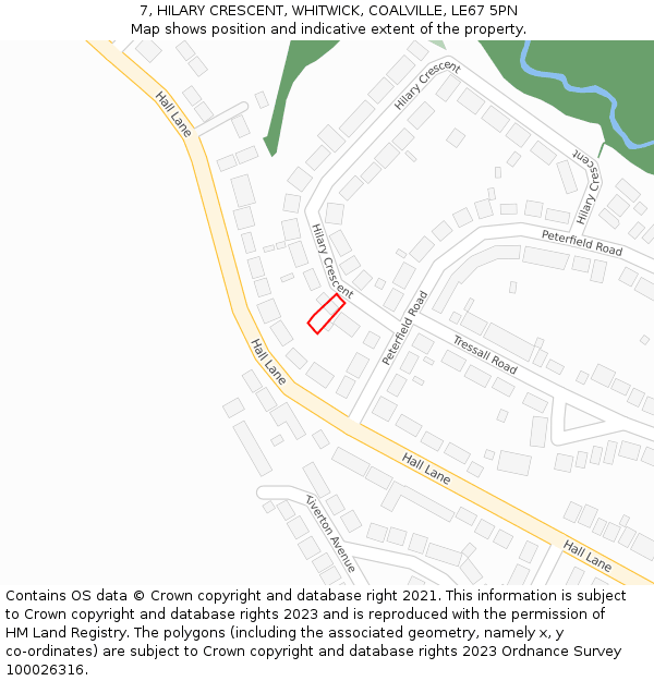 7, HILARY CRESCENT, WHITWICK, COALVILLE, LE67 5PN: Location map and indicative extent of plot