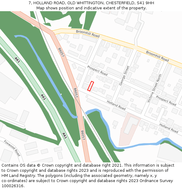 7, HOLLAND ROAD, OLD WHITTINGTON, CHESTERFIELD, S41 9HH: Location map and indicative extent of plot