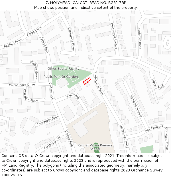 7, HOLYMEAD, CALCOT, READING, RG31 7BP: Location map and indicative extent of plot