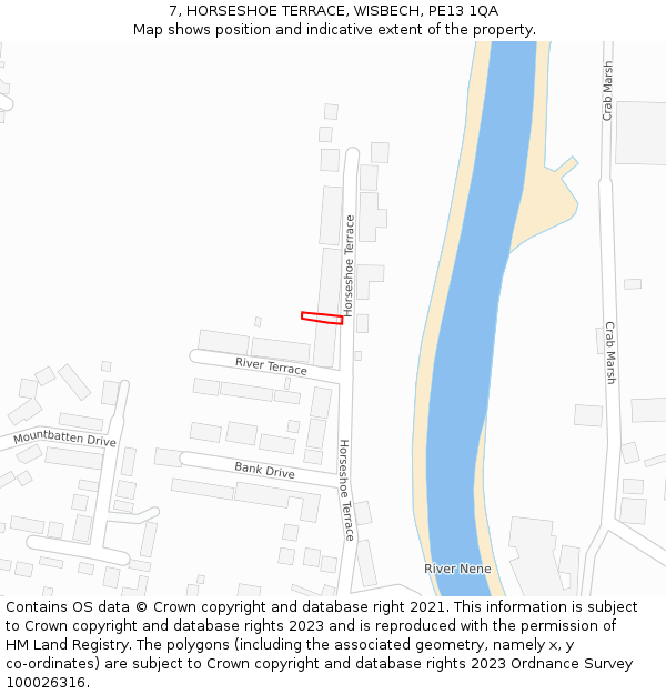 7, HORSESHOE TERRACE, WISBECH, PE13 1QA: Location map and indicative extent of plot