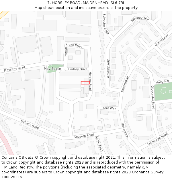 7, HORSLEY ROAD, MAIDENHEAD, SL6 7RL: Location map and indicative extent of plot