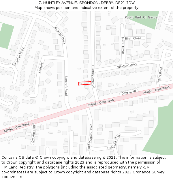 7, HUNTLEY AVENUE, SPONDON, DERBY, DE21 7DW: Location map and indicative extent of plot
