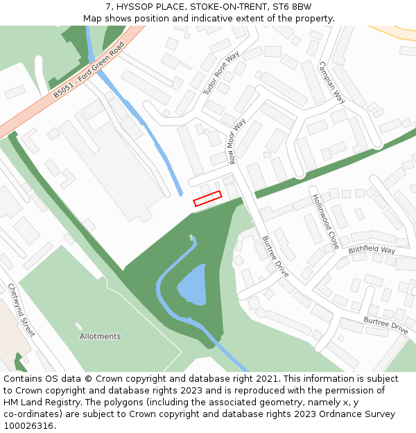 7, HYSSOP PLACE, STOKE-ON-TRENT, ST6 8BW: Location map and indicative extent of plot