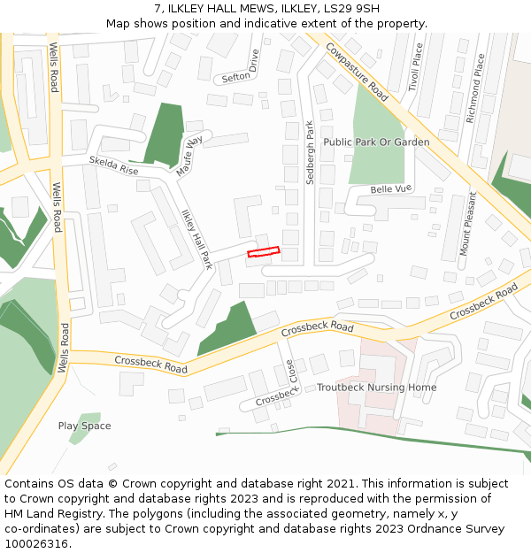 7, ILKLEY HALL MEWS, ILKLEY, LS29 9SH: Location map and indicative extent of plot
