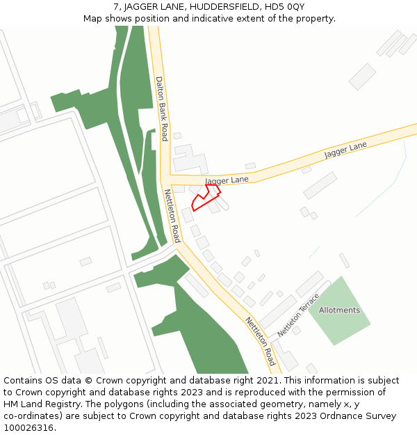 7, JAGGER LANE, HUDDERSFIELD, HD5 0QY: Location map and indicative extent of plot