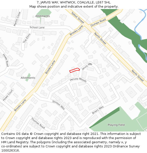 7, JARVIS WAY, WHITWICK, COALVILLE, LE67 5HL: Location map and indicative extent of plot